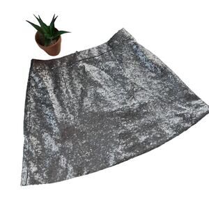 Decree Sequin Mini Skirt Sz M Silver Y2K Clubwear Festival Glam Party Bling